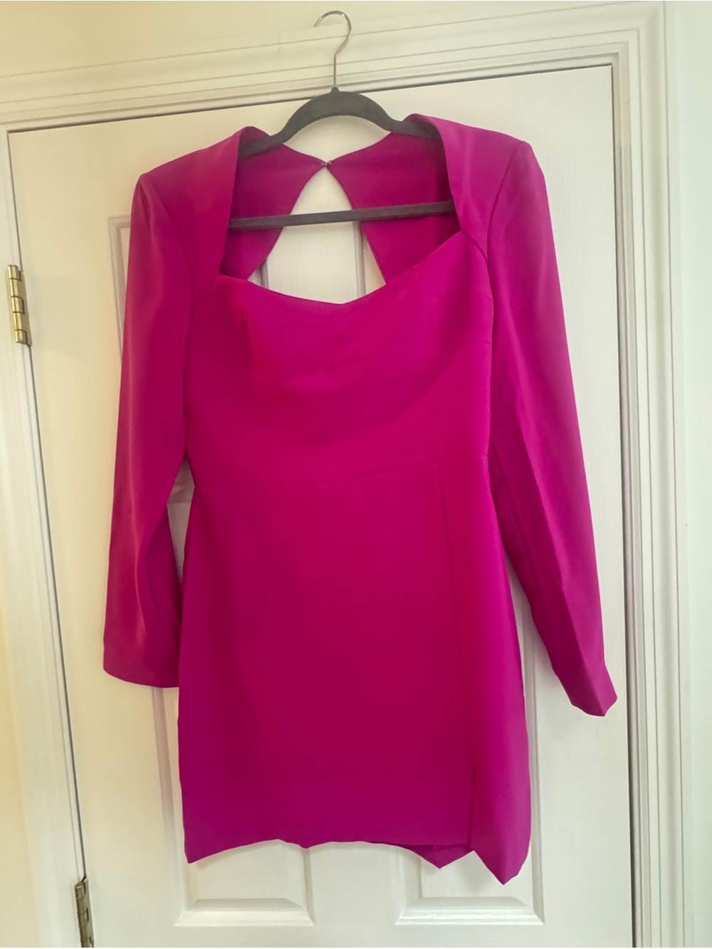 Amanda Uprichard Fuchsia Long-Sleeve Mini Dress with Back Keyhole